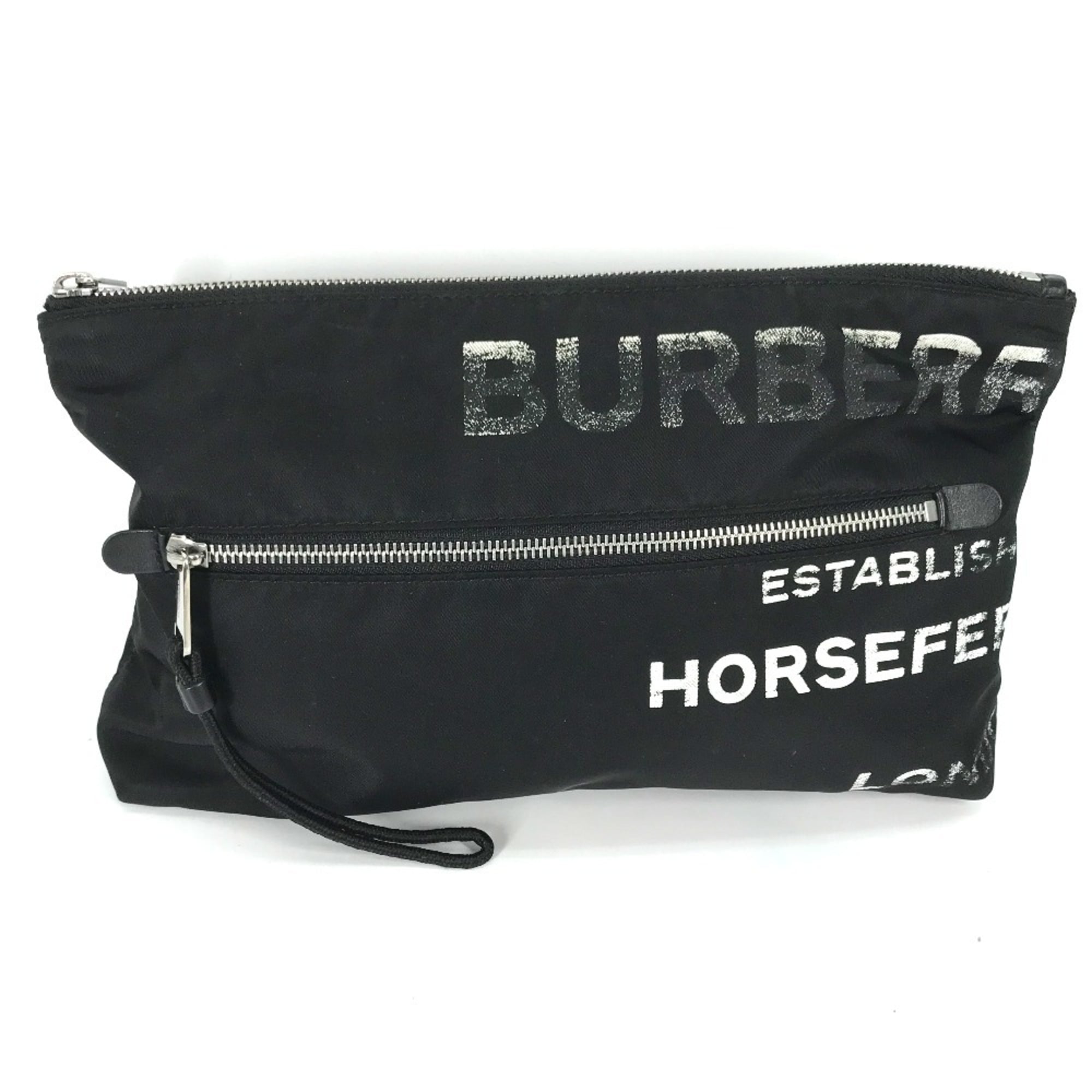 Burberry Black White Nylon Clutch Bag Pouch (Pre-Owned)
