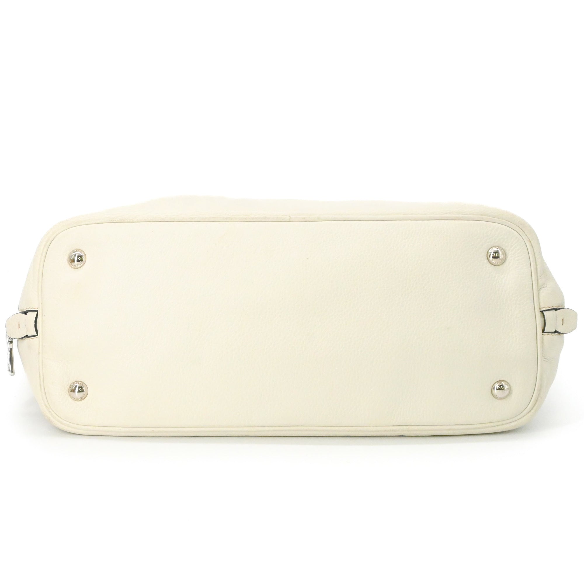 Prada White Leather Shoulder Bag Tote Bag (Pre-Owned)