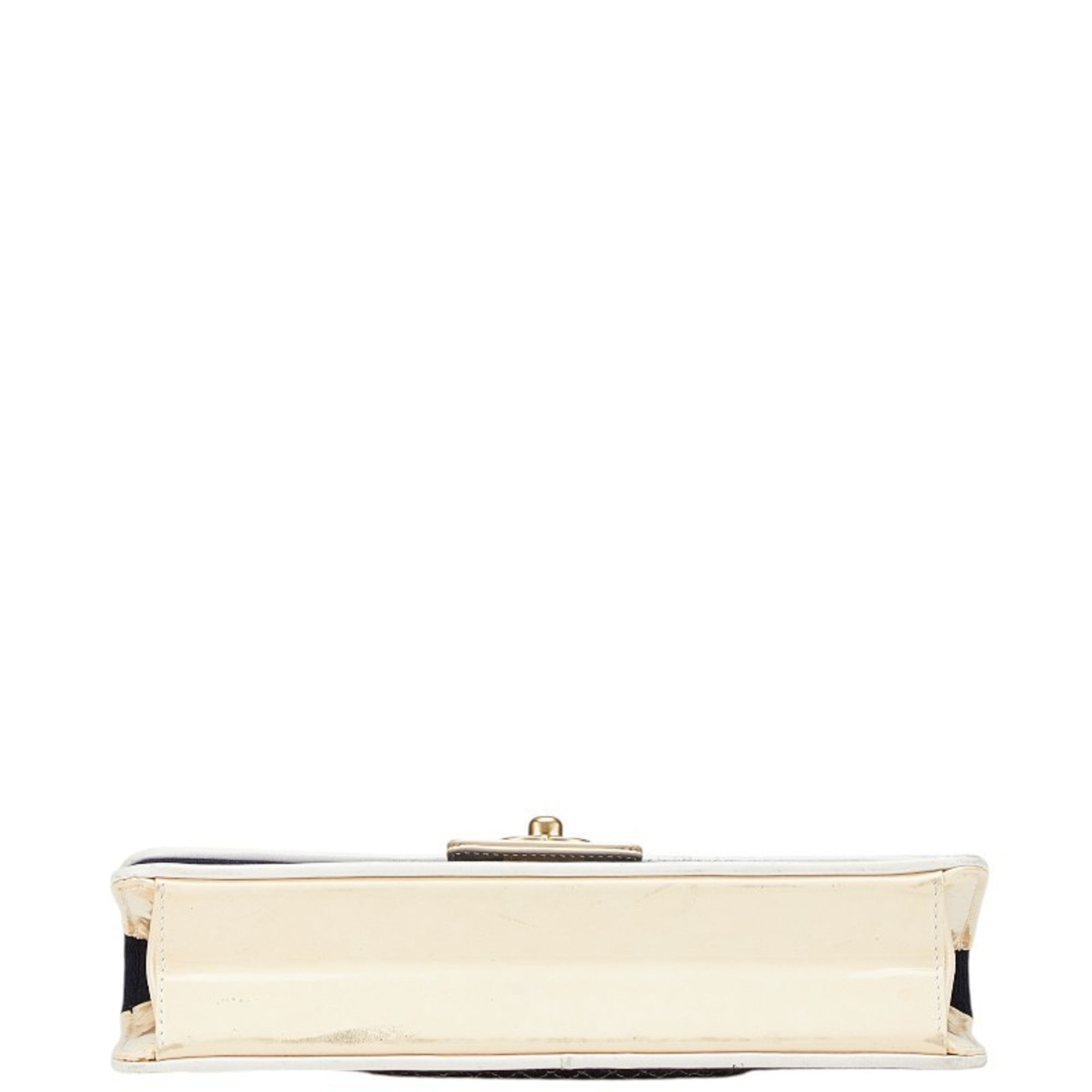 Chanel Navy White Canvas Patent Leather Shoulder Bag (Pre-Owned)