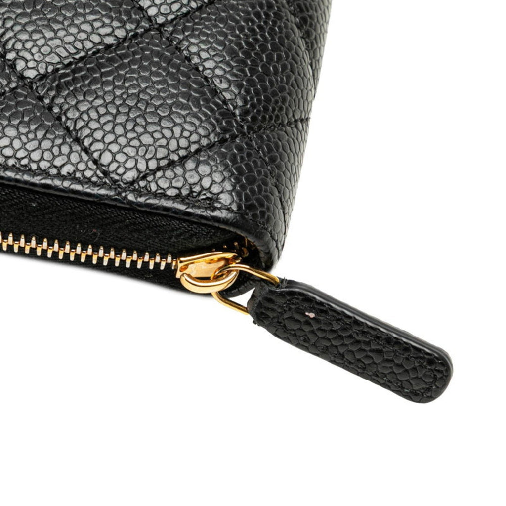 Chanel Black Grained Calfskin Long Wallet (Bi-Fold) (Pre-Owned)