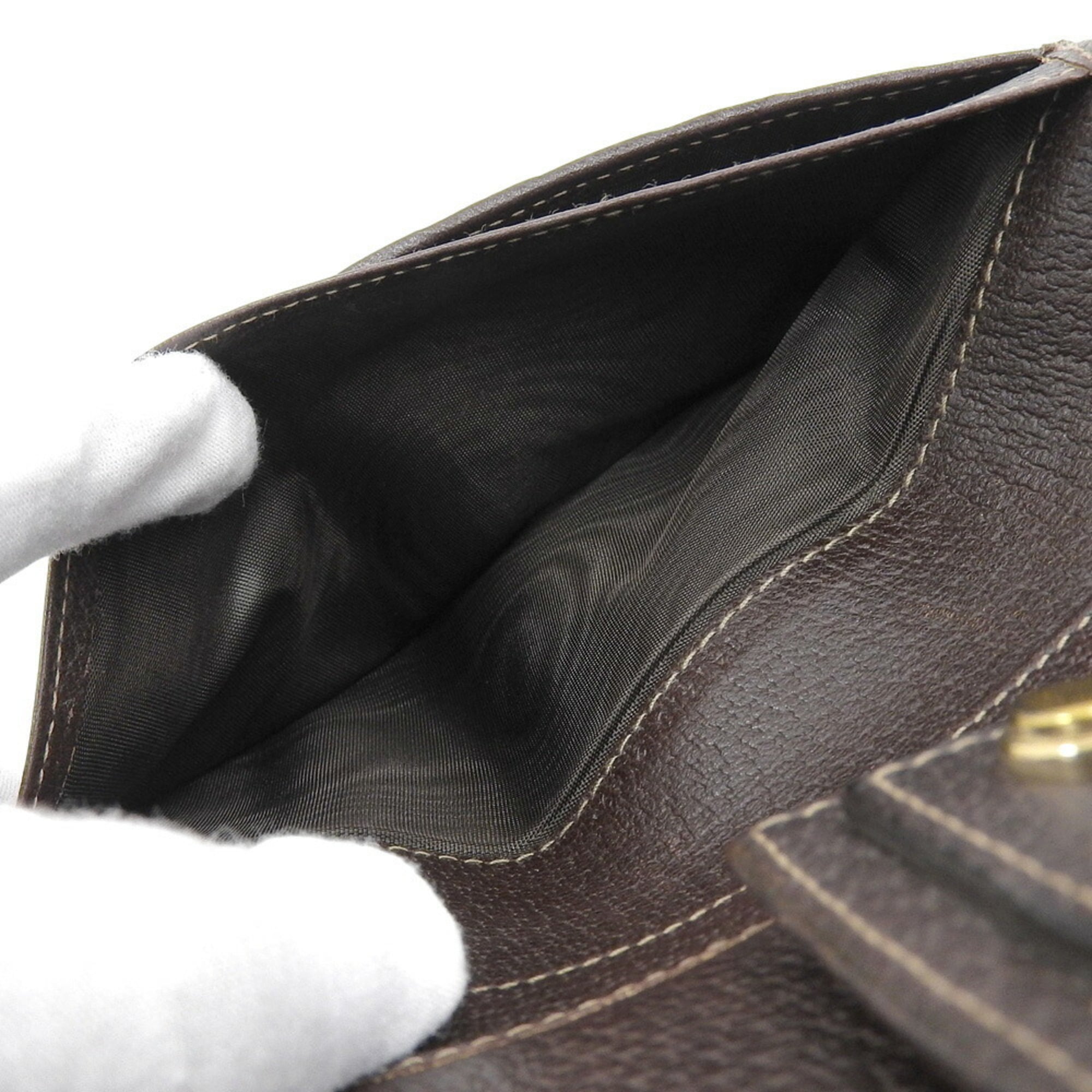 Gucci Beige Dark Brown Gg Canvas Long Wallet (Bi-Fold) (Pre-Owned)