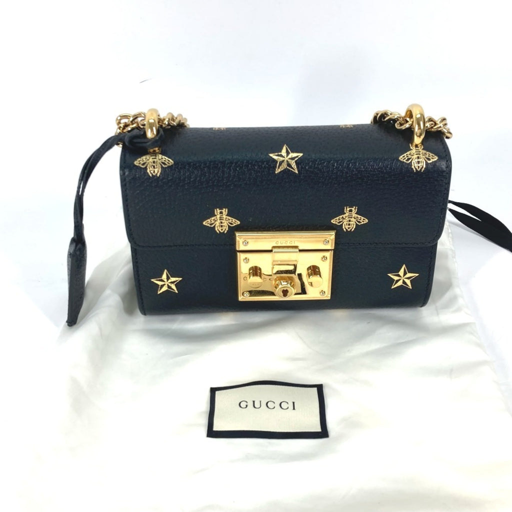 Gucci Black Gold Leather Pochette Shoulder Bag (Pre-Owned)