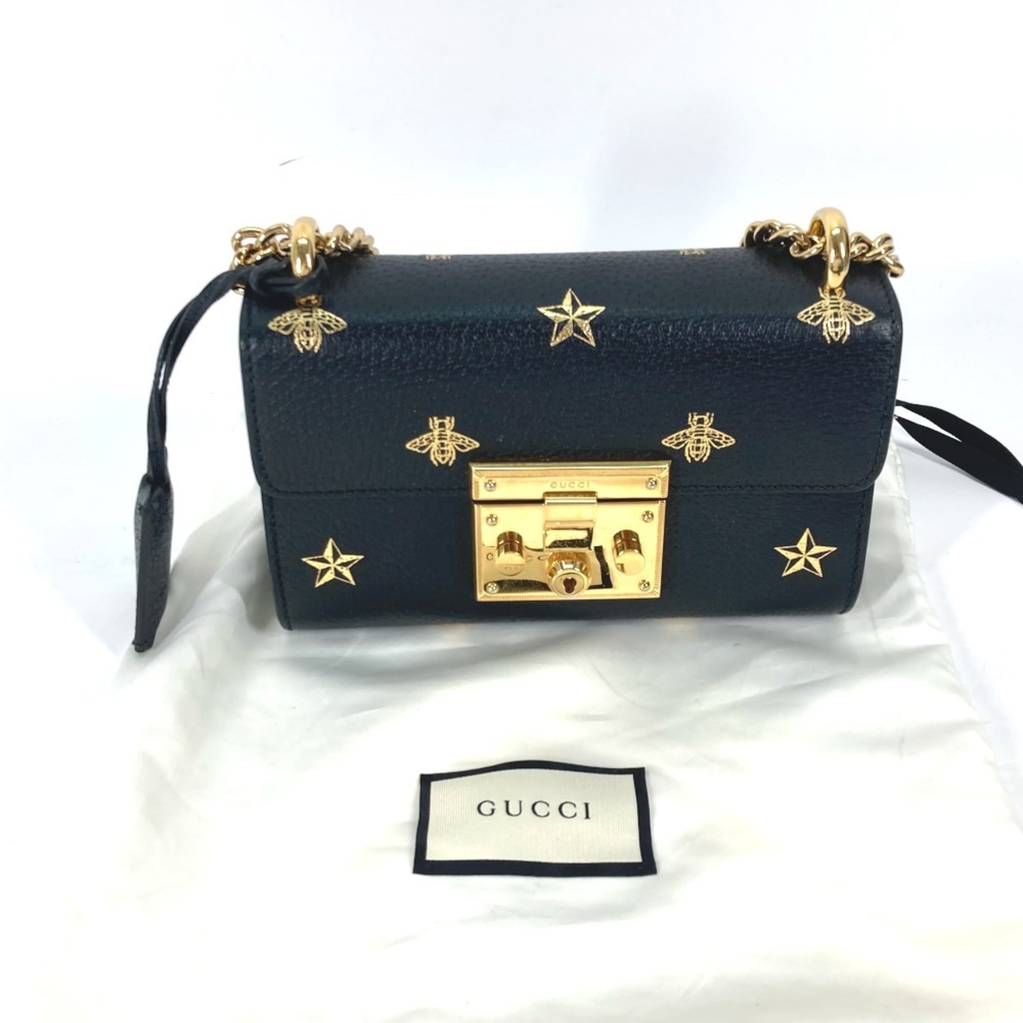 Gucci Black Gold Leather Pochette Shoulder Bag (Pre-Owned)