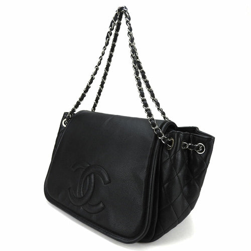 Chanel Black Grained Calfskin Shoulder Bag (Pre-Owned)