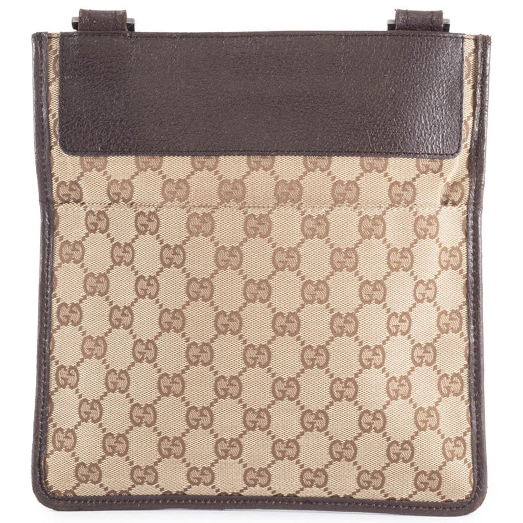 Gucci Gg Canvas Beige Brown Gg Canvas Leather Shoulder Bag (Pre-Owned)