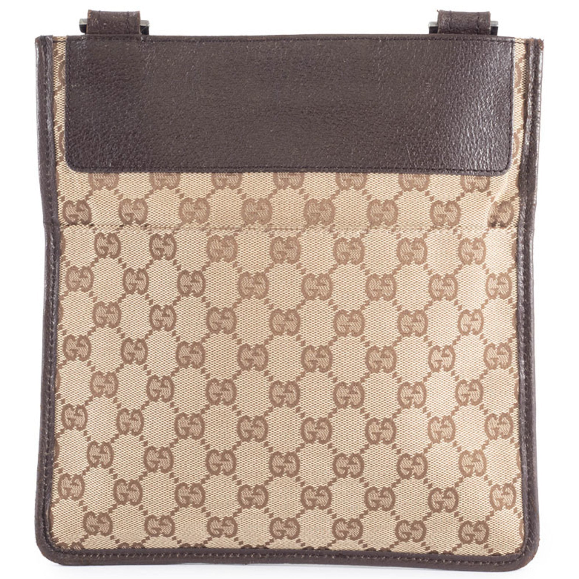 Gucci Gg Canvas Beige Brown Gg Canvas Leather Shoulder Bag (Pre-Owned)