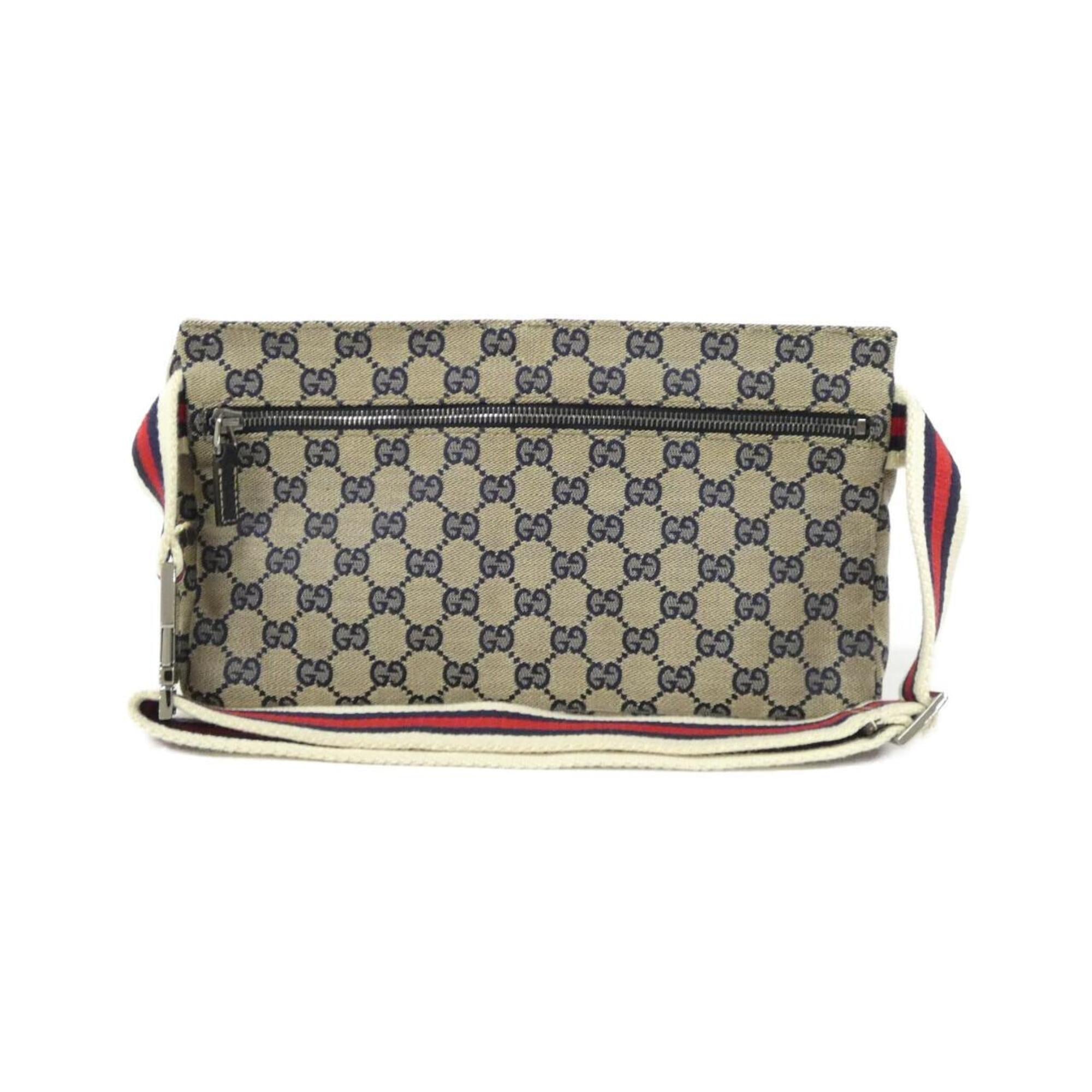 Gucci Beige Navy Gg Canvas Fanny Pack (Pre-Owned)