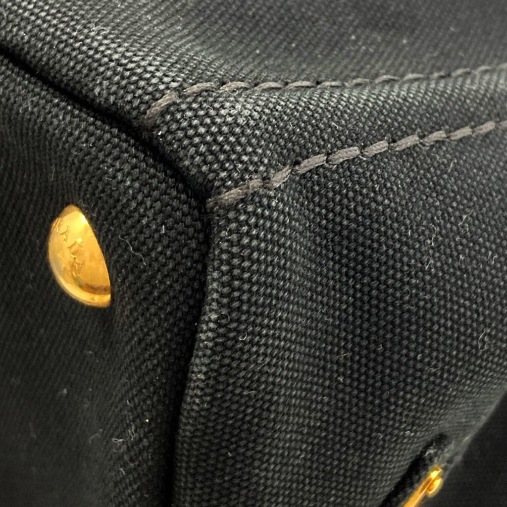 Prada Canapa Black Canvas Handbag (Pre-Owned)