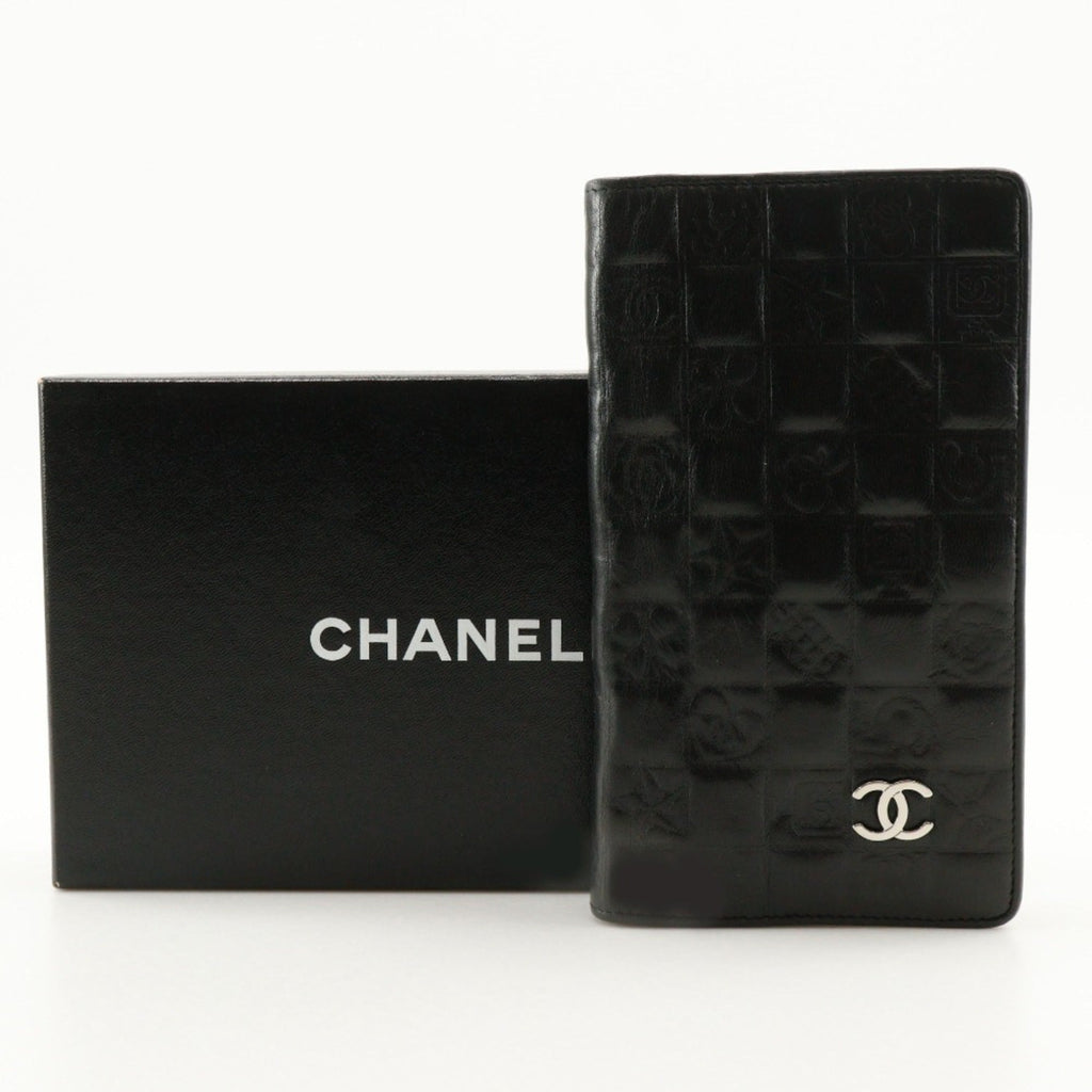 Chanel Black Leather Long Wallet (Bi-Fold) (Pre-Owned)