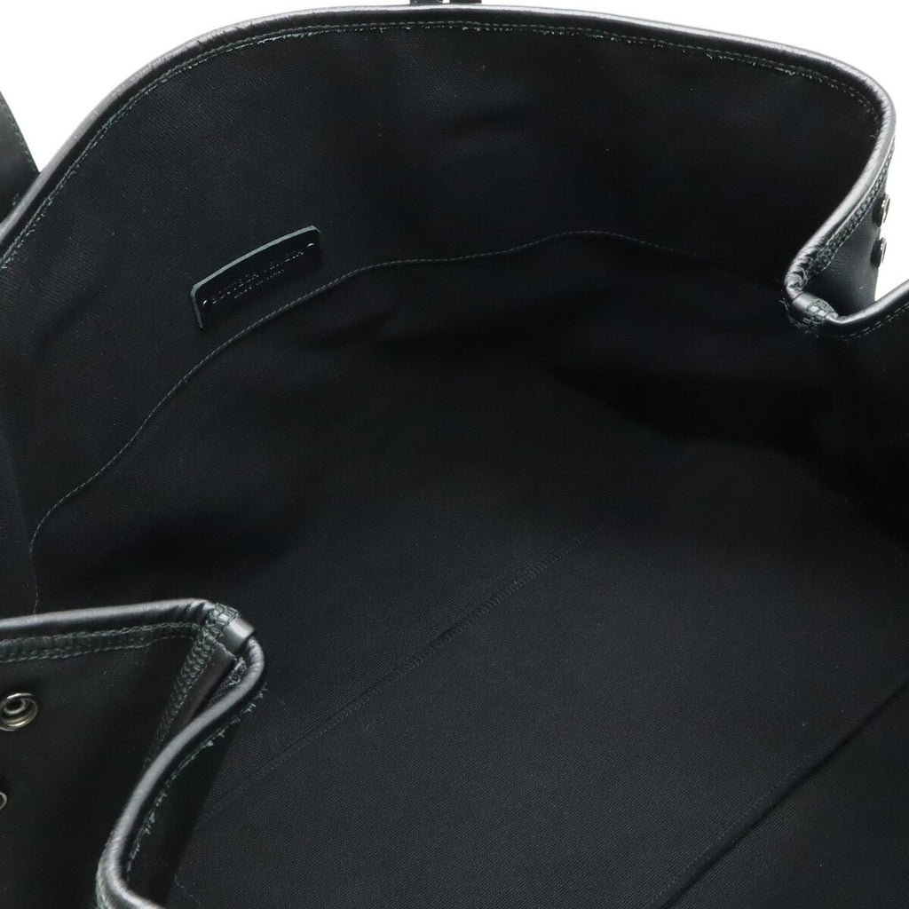 Bottega Veneta Black Canvas Leather Tote Bag (Pre-Owned)