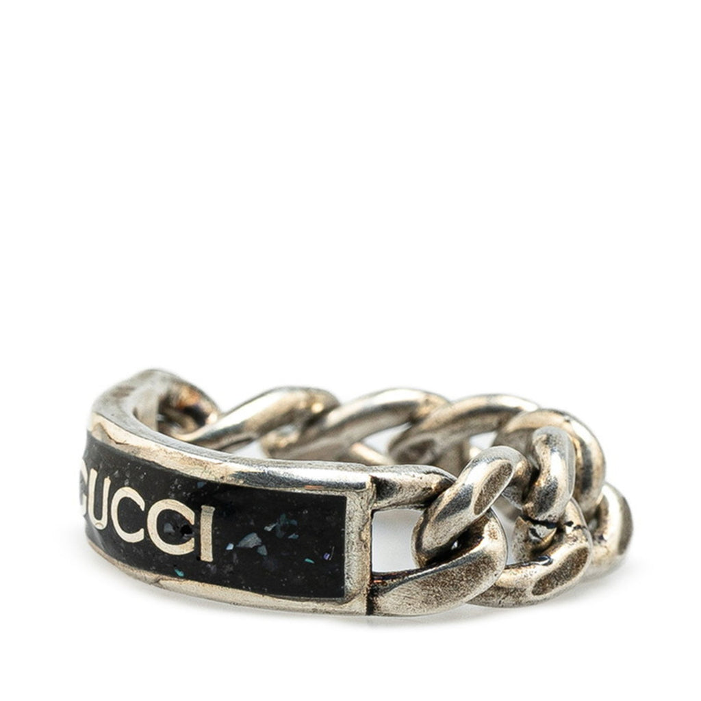 Gucci Silver Black Silver 925 Band Ring (Pre-Owned)