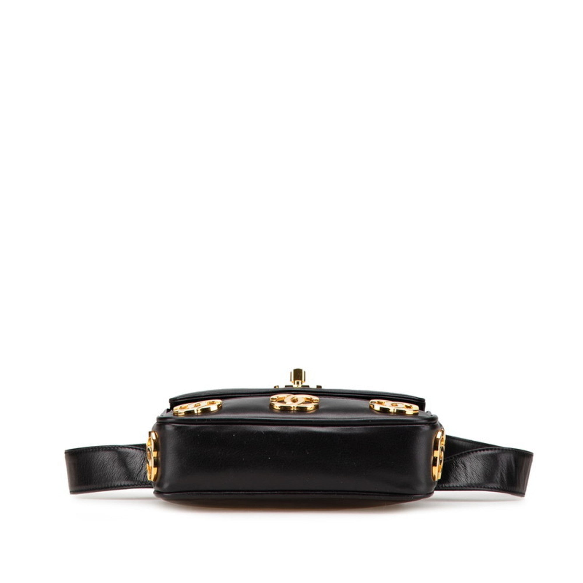 Chanel Black Leather Fanny Pack Shoulder Bag (Pre-Owned)