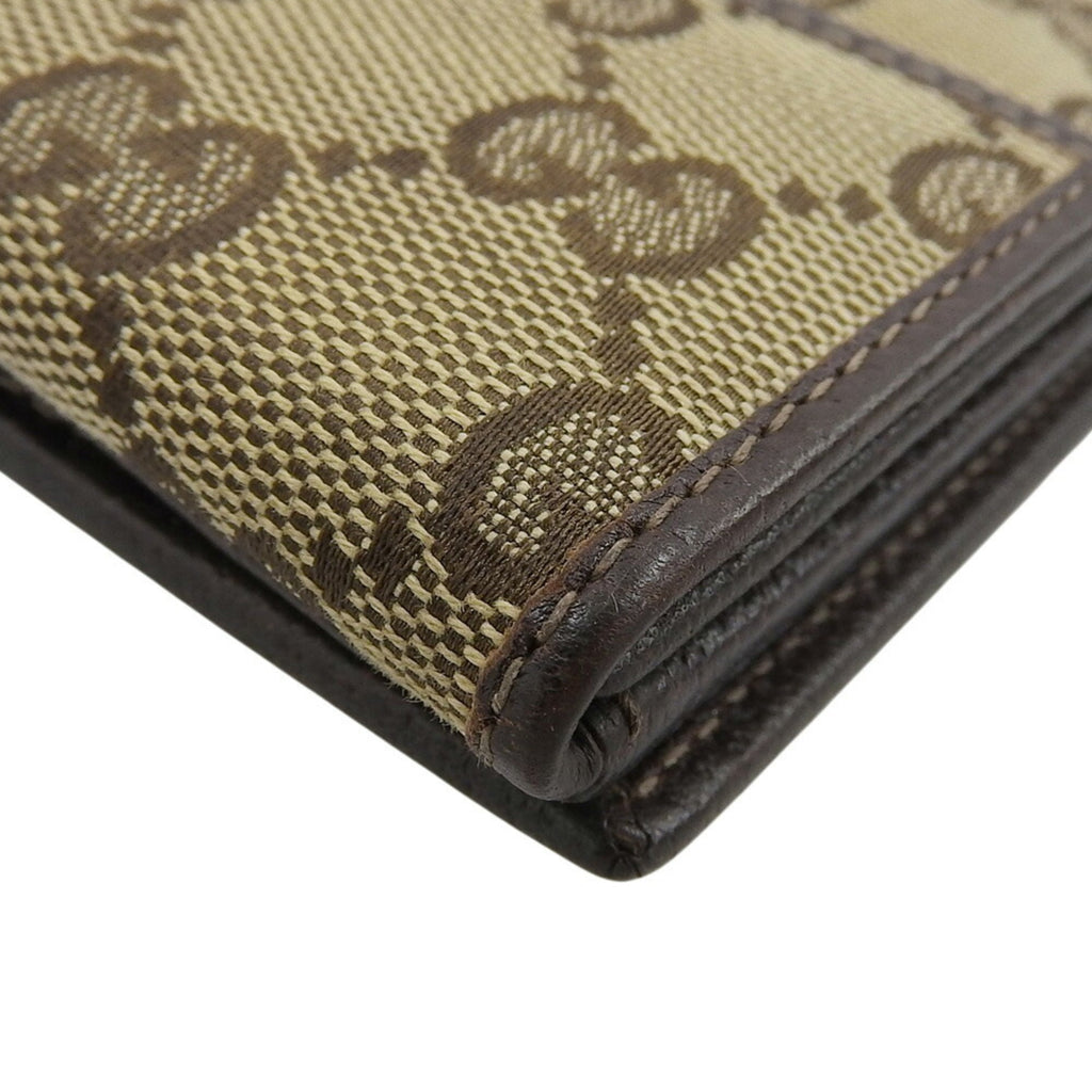 Gucci Beige Dark Brown Gg Canvas Long Wallet (Bi-Fold) (Pre-Owned)