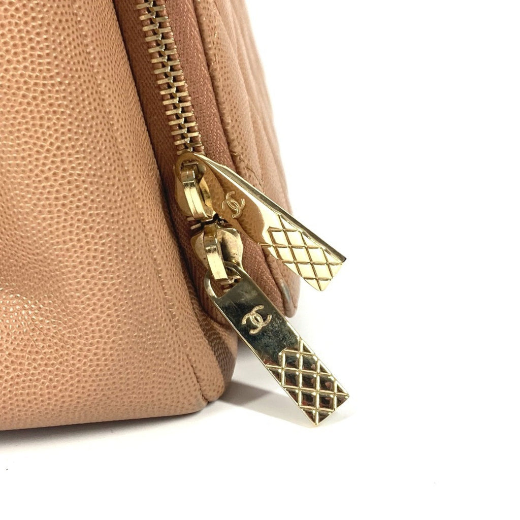 Chanel Beige Grained Calfskin Shoulder Bag Tote Bag (Pre-Owned)