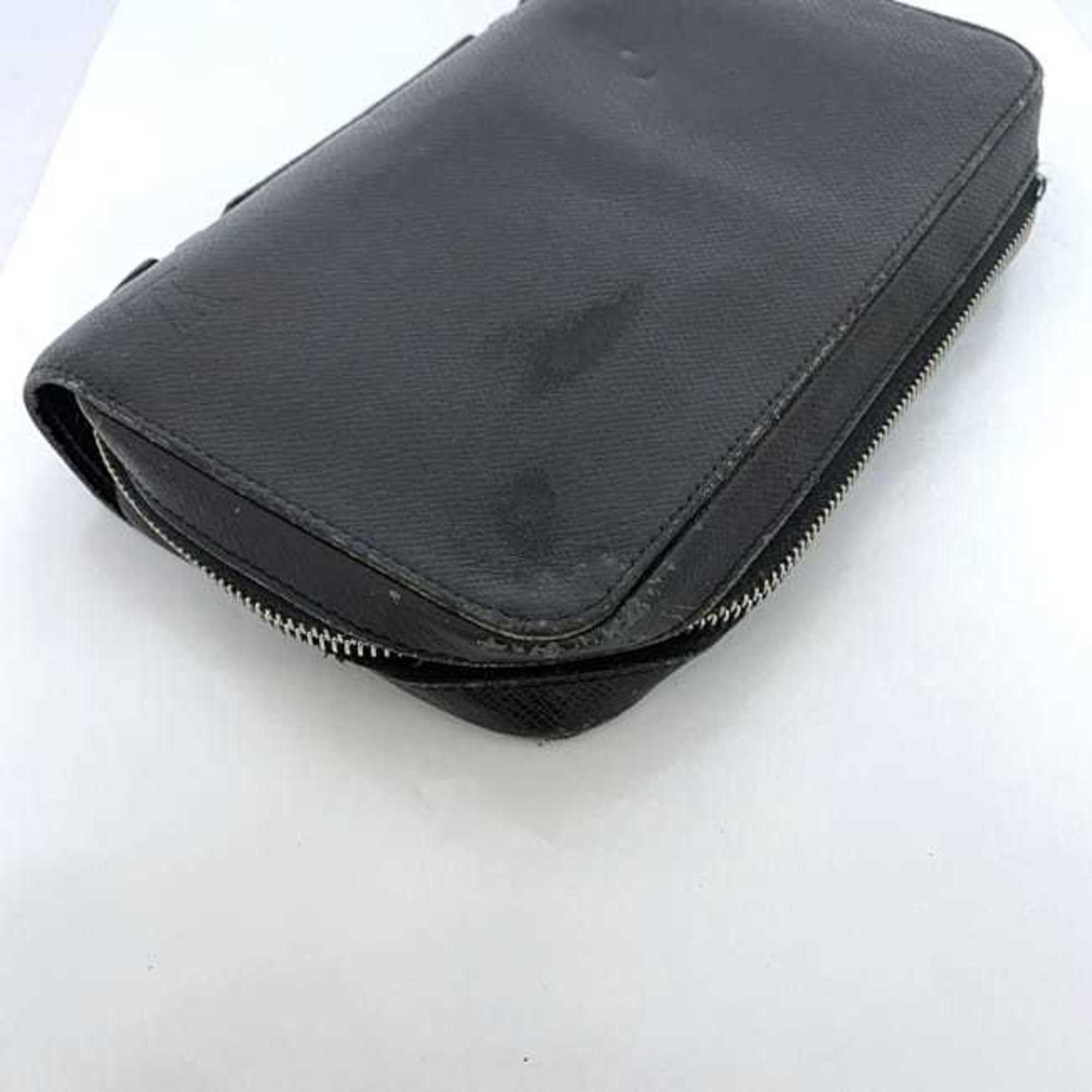 Louis Vuitton Ardoise Black Taiga Leather Long Wallet (Bi-Fold) (Pre-Owned)