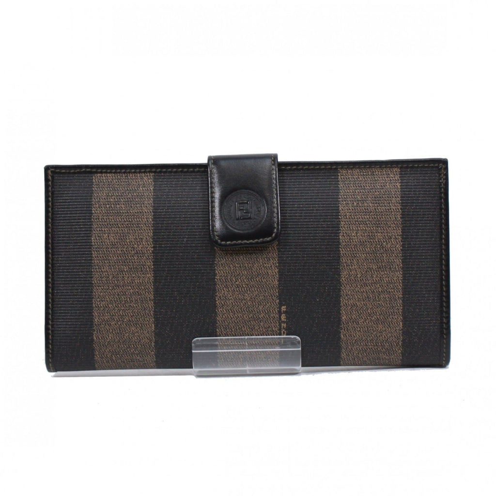 Fendi Black Khaki Pvc Leather Long Wallet (Bi-Fold) (Pre-Owned)
