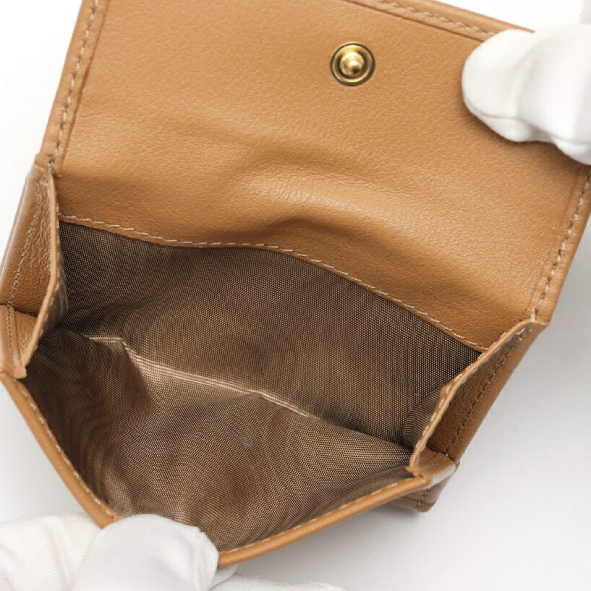 Prada Brown Leather Wallet (Tri-Fold) (Pre-Owned)