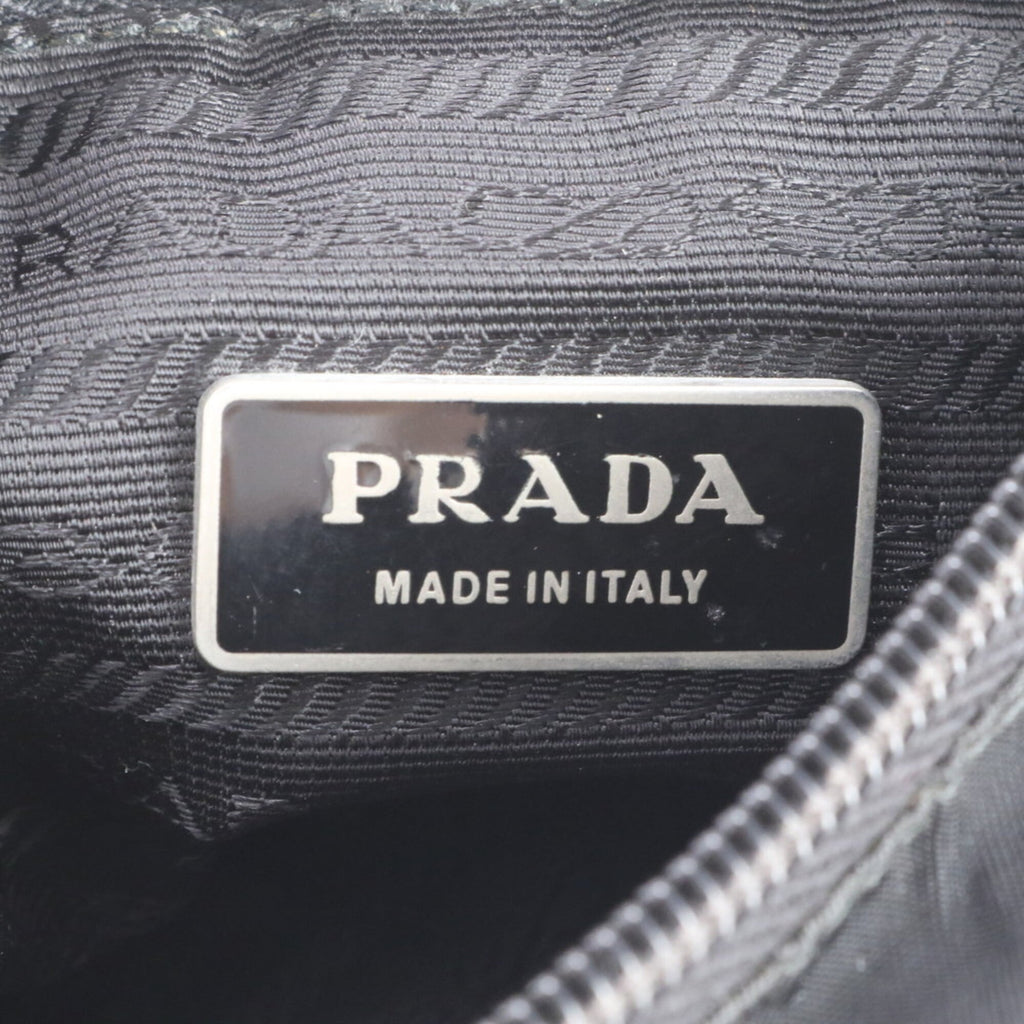 Prada Black White Nylon Shoulder Bag Tote Bag (Pre-Owned)