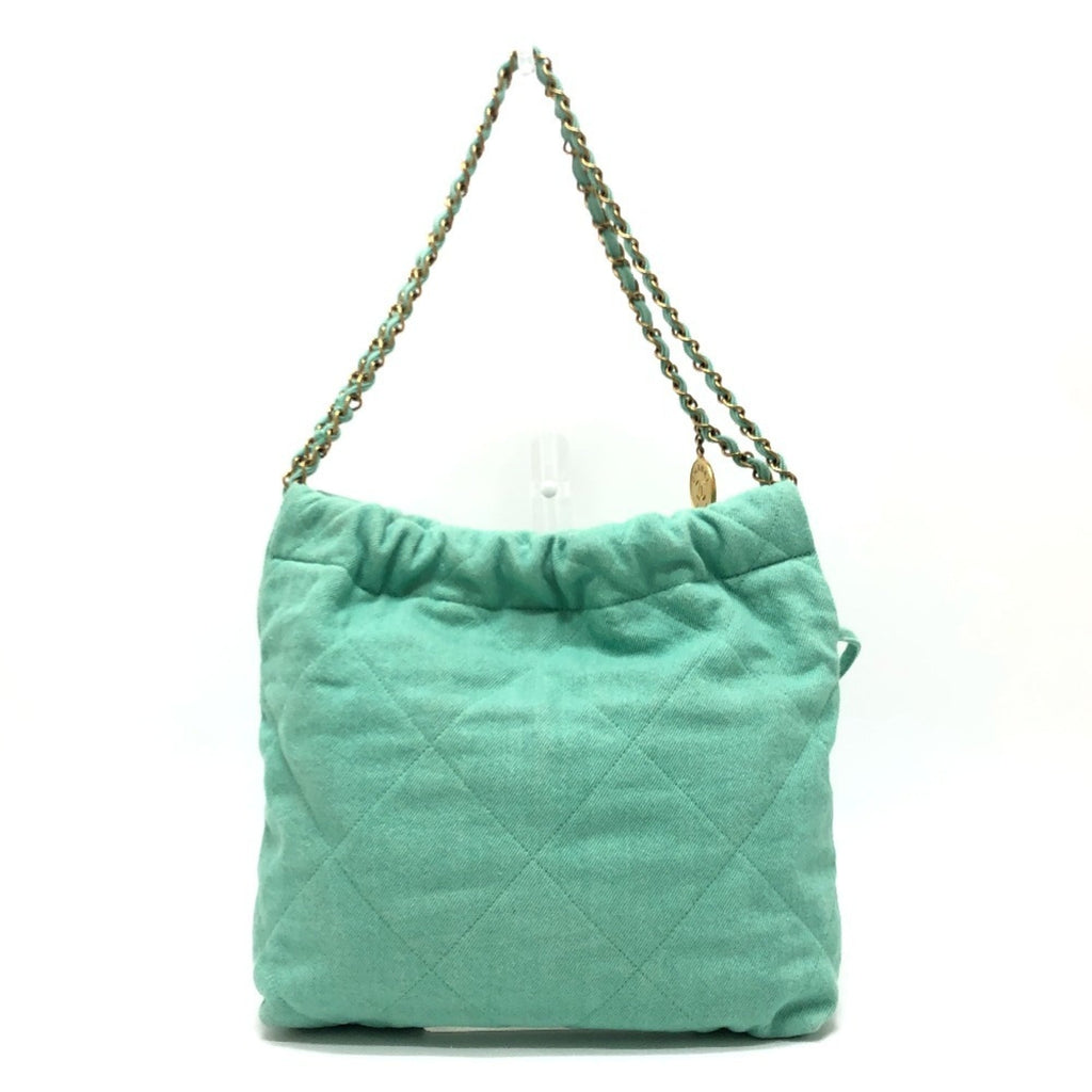 Chanel Matelasse Green Turquoise Denim Handbag Shoulder Bag (Pre-Owned)