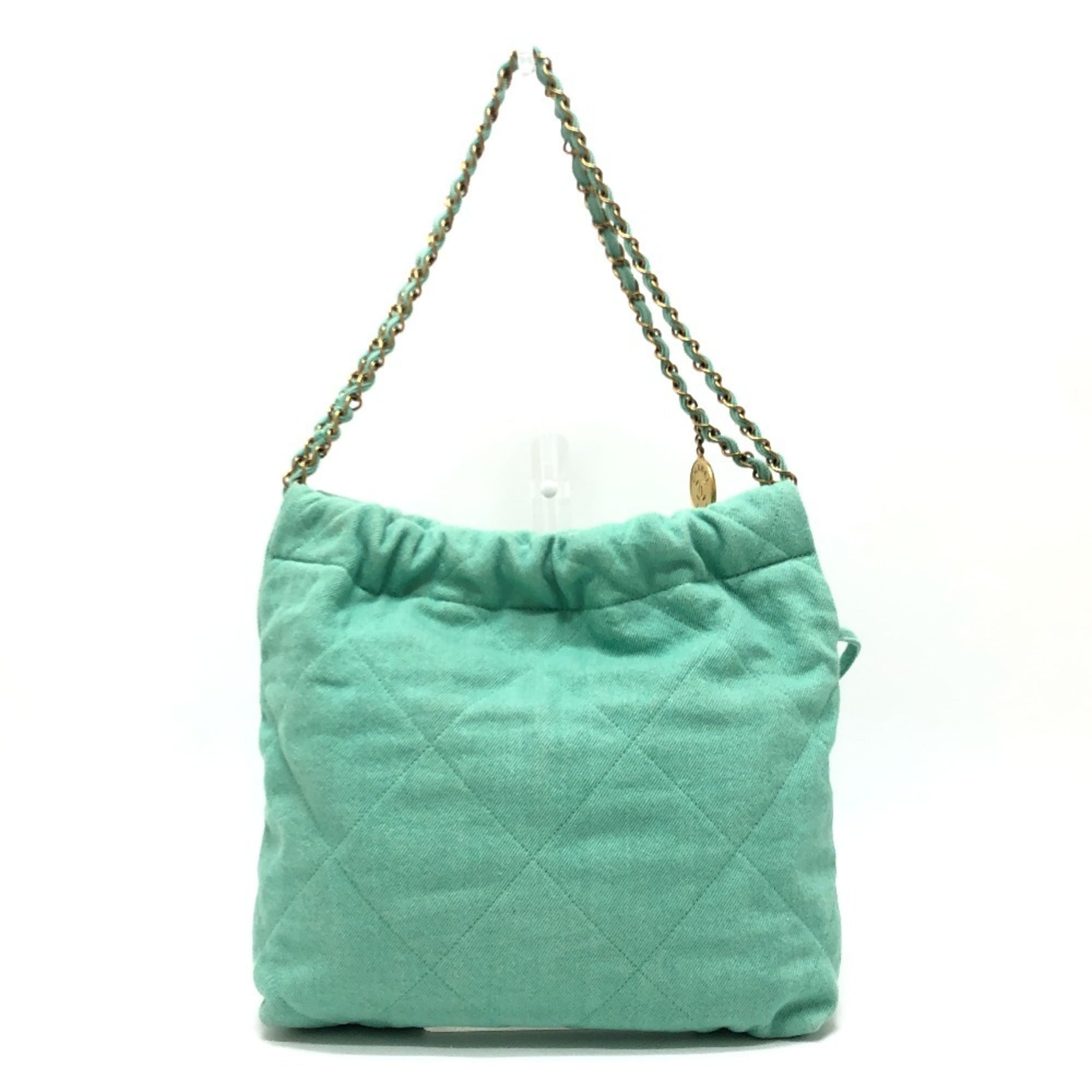Chanel Matelasse Green Turquoise Denim Handbag Shoulder Bag (Pre-Owned)
