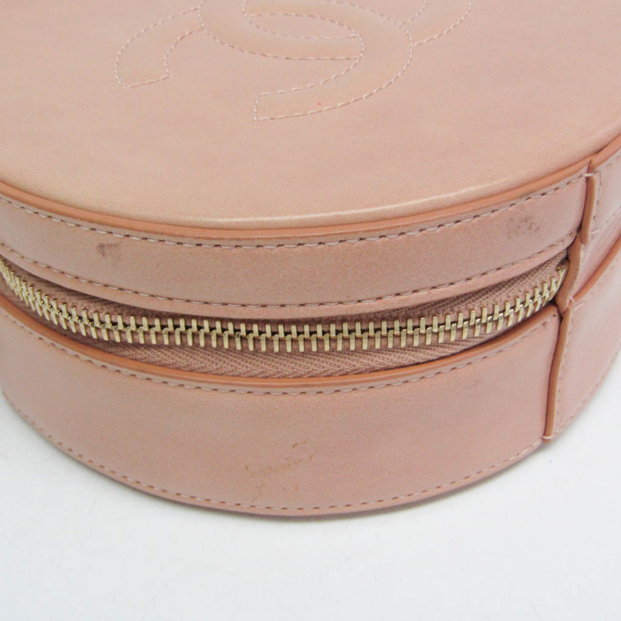 Chanel Round As Earth Crossbody Bag Glazed Calfskin Pink Leather Shoulder Bag Bag (Pre-Owned)