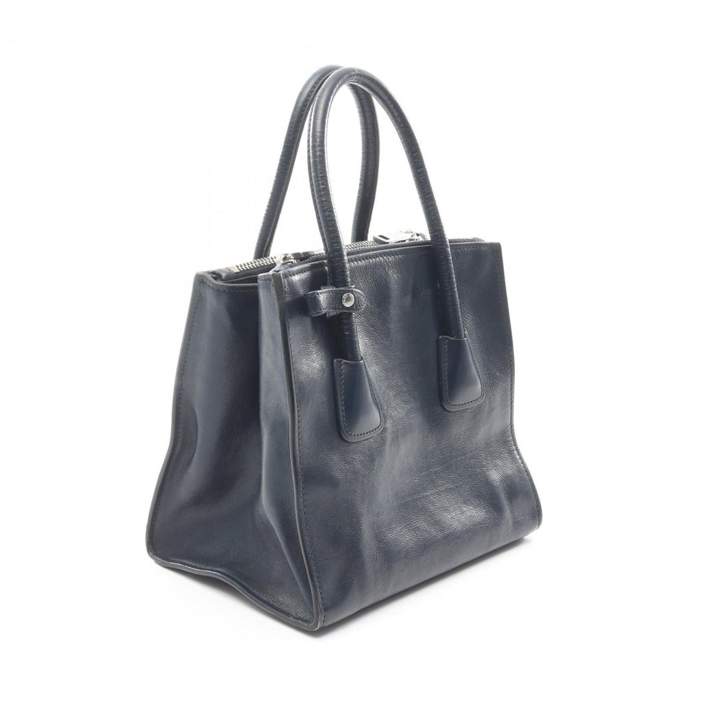 Prada Navy Leather Handbag Tote Bag (Pre-Owned)