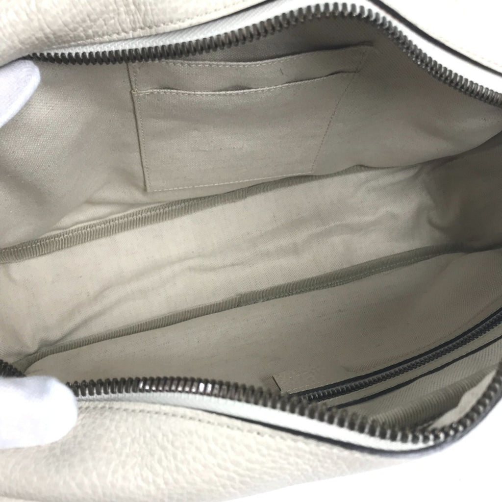 Gucci White Leather Messenger Bag Shoulder Bag (Pre-Owned)