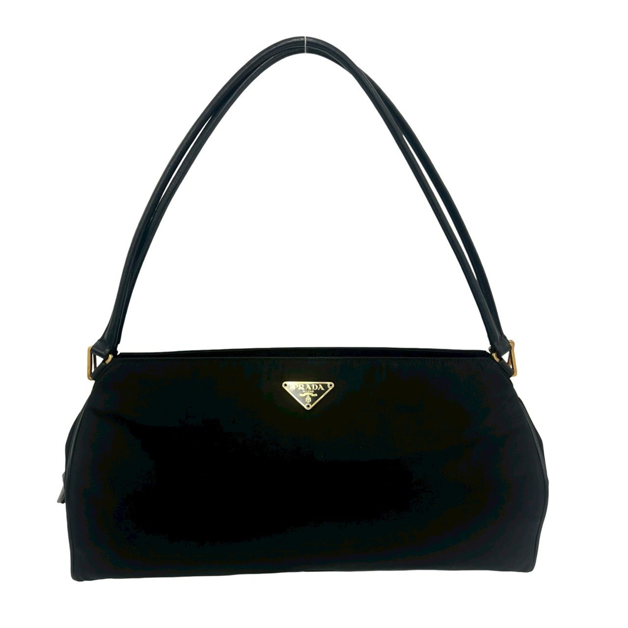 Prada Black Nylon Leather Handbag Shoulder Bag Tote Bag (Pre-Owned)