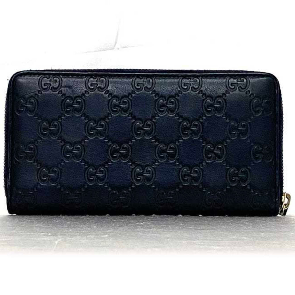 Gucci Navy Leather Long Wallet (Bi-Fold) (Pre-Owned)