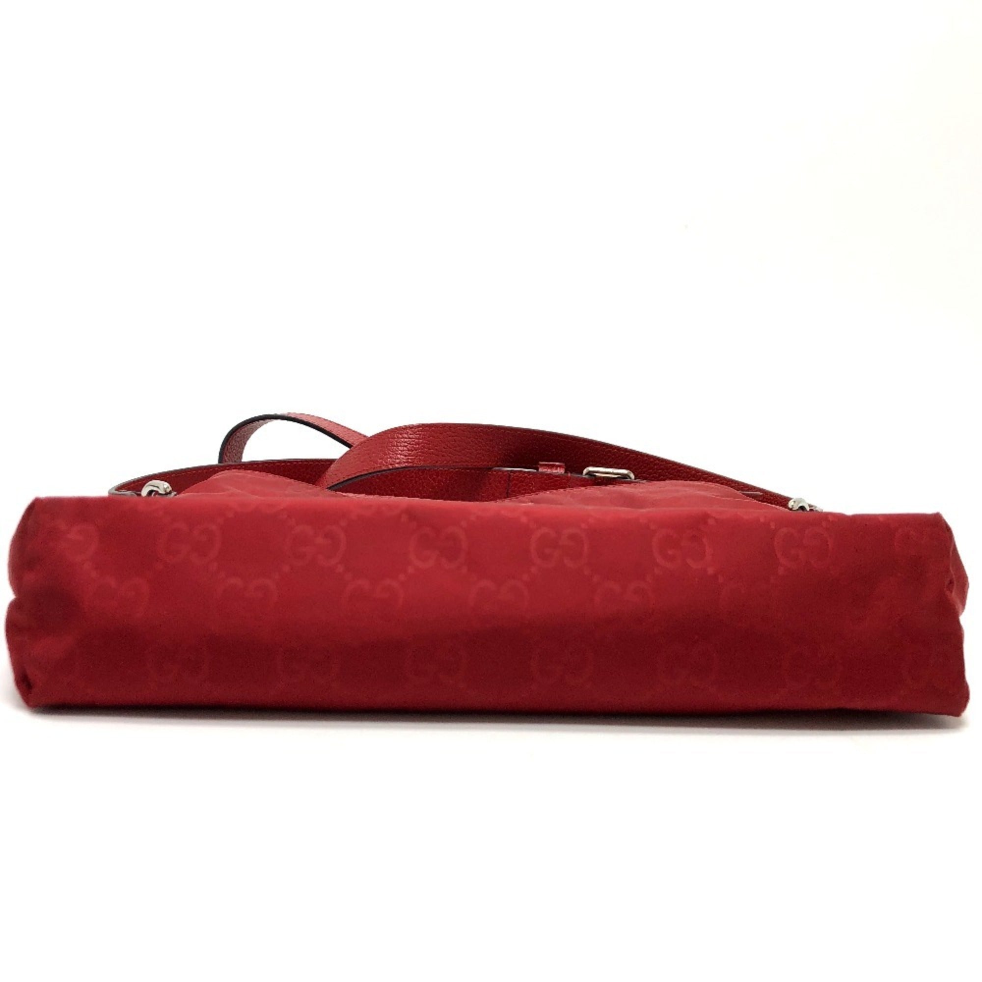 Gucci Red Color Nylon Leather Shoulder Bag (Pre-Owned)