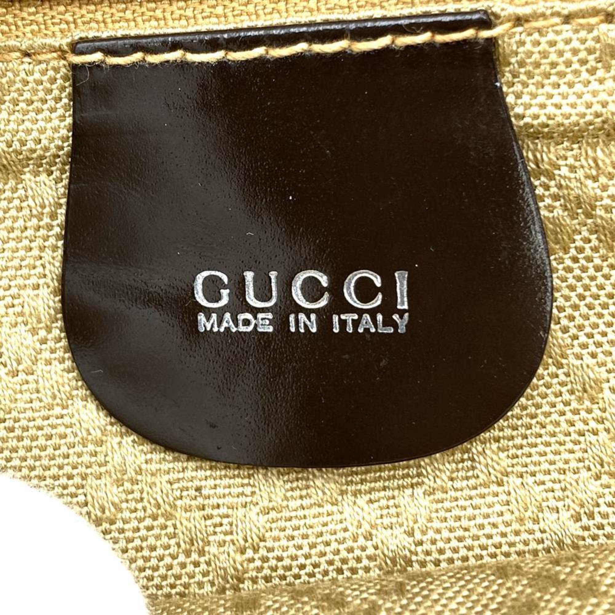 Gucci Brown Leather Nylon Sling Bag (Pre-Owned)