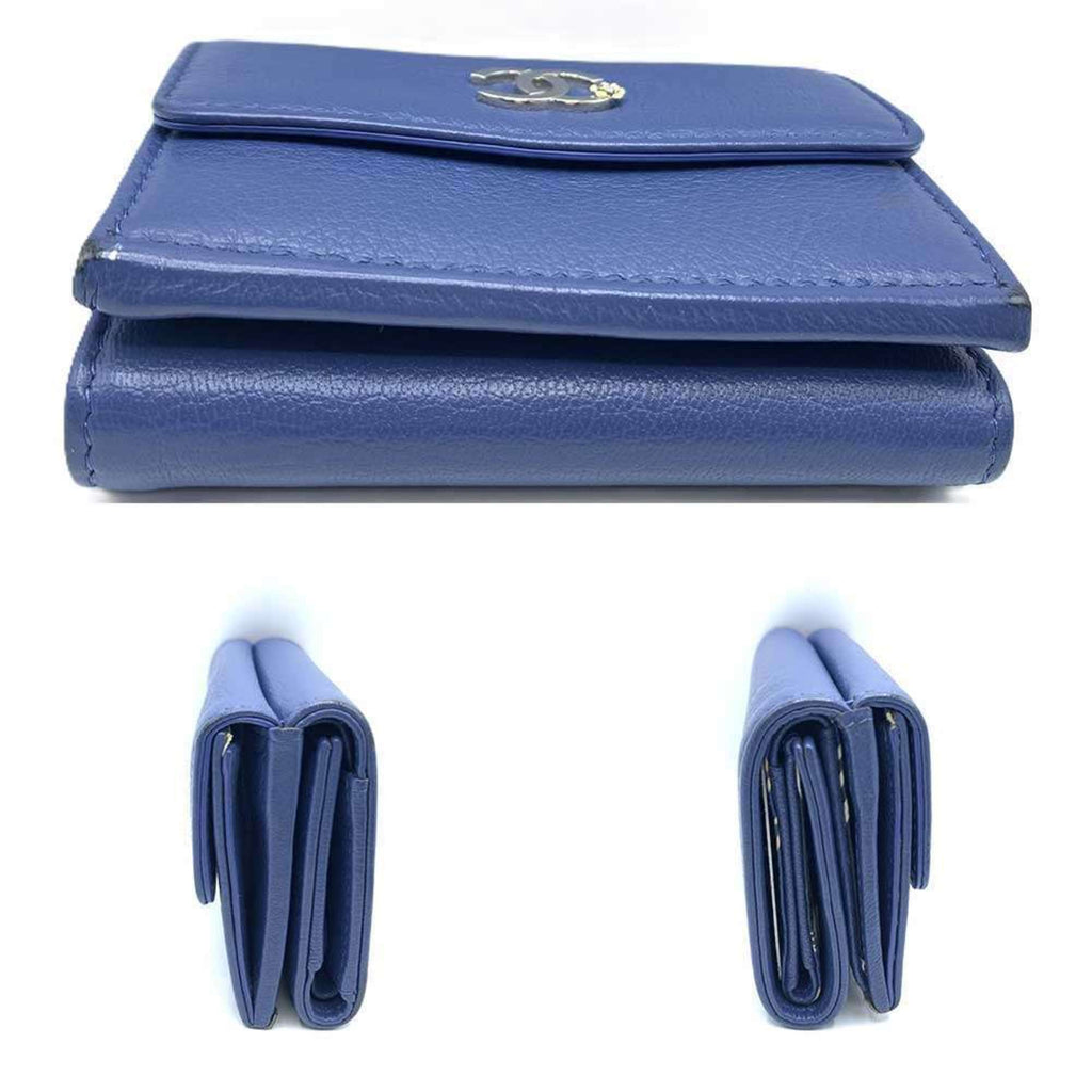 Chanel Navy Leather Wallet (Tri-Fold) (Pre-Owned)