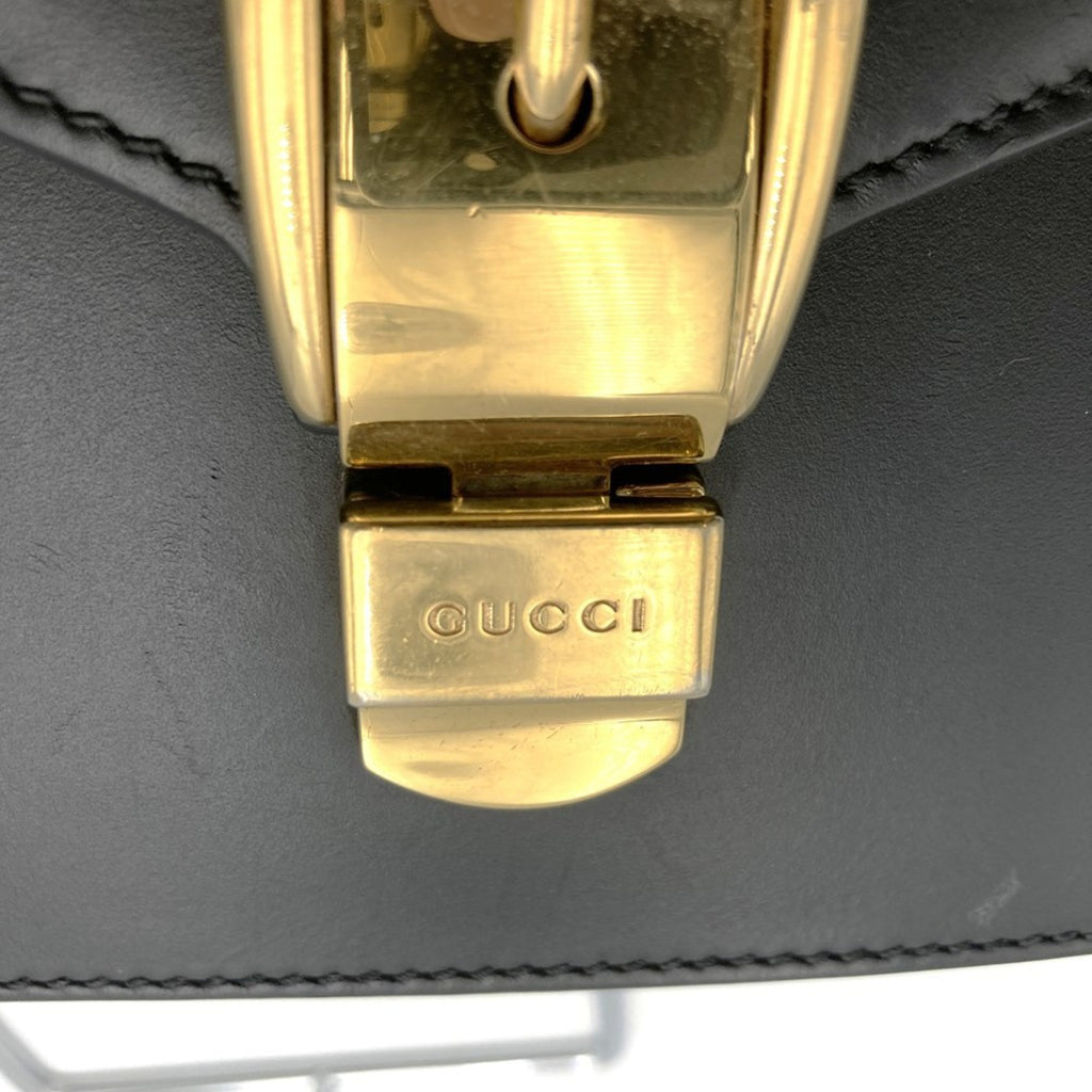 Gucci Sherry Line Black Leather Shoulder Bag (Pre-Owned)