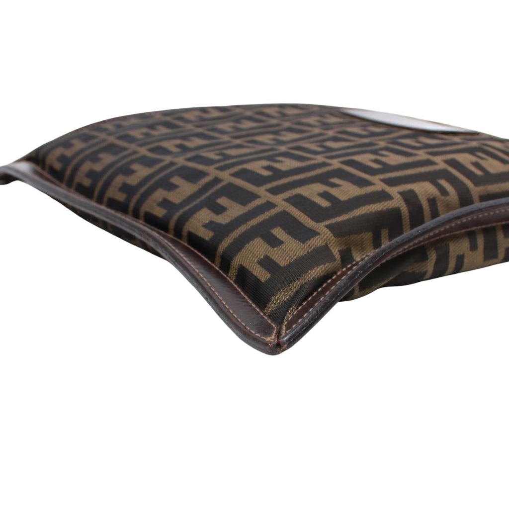 Fendi Brown Canvas Leather Clutch Bag (Pre-Owned)
