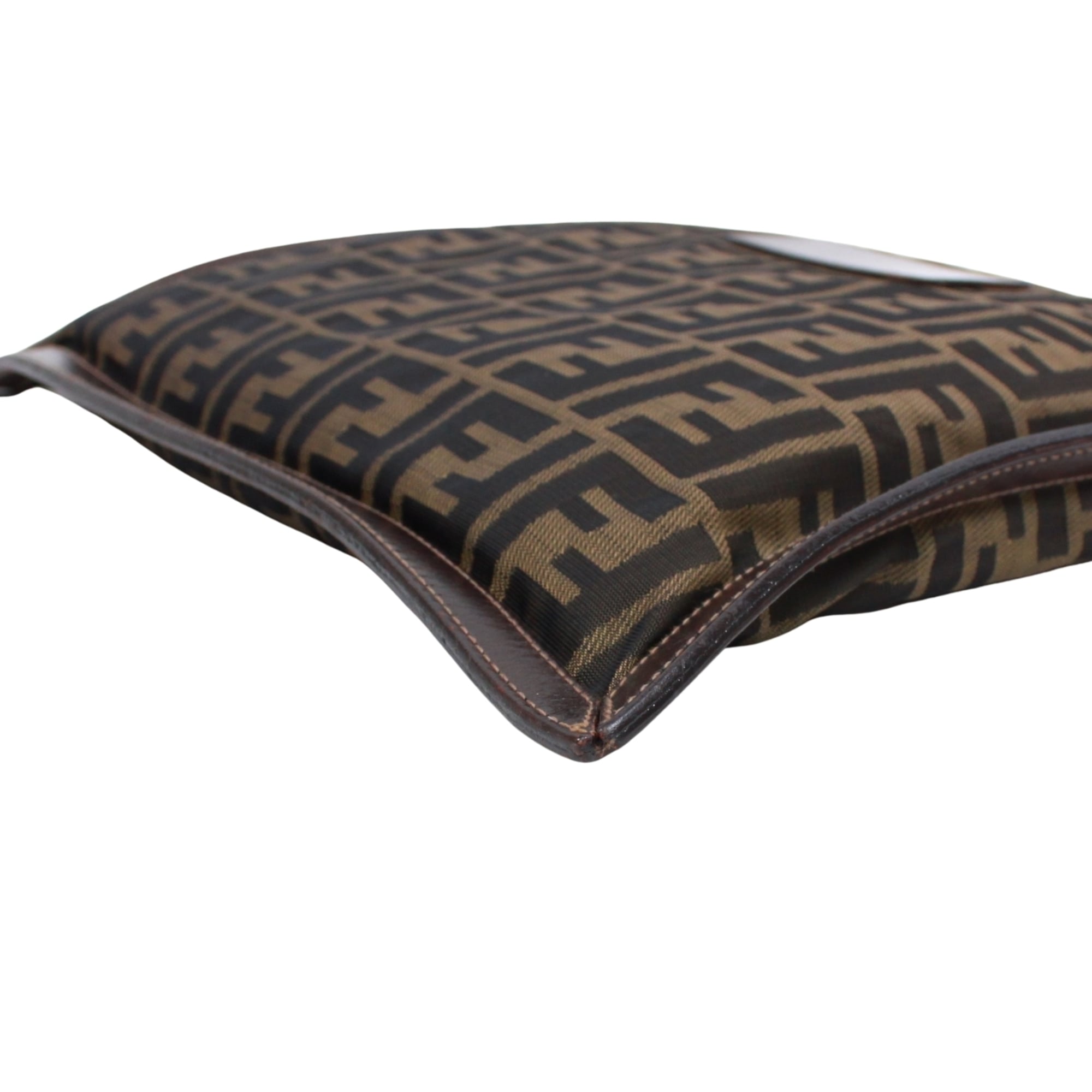 Fendi Brown Canvas Leather Clutch Bag (Pre-Owned)