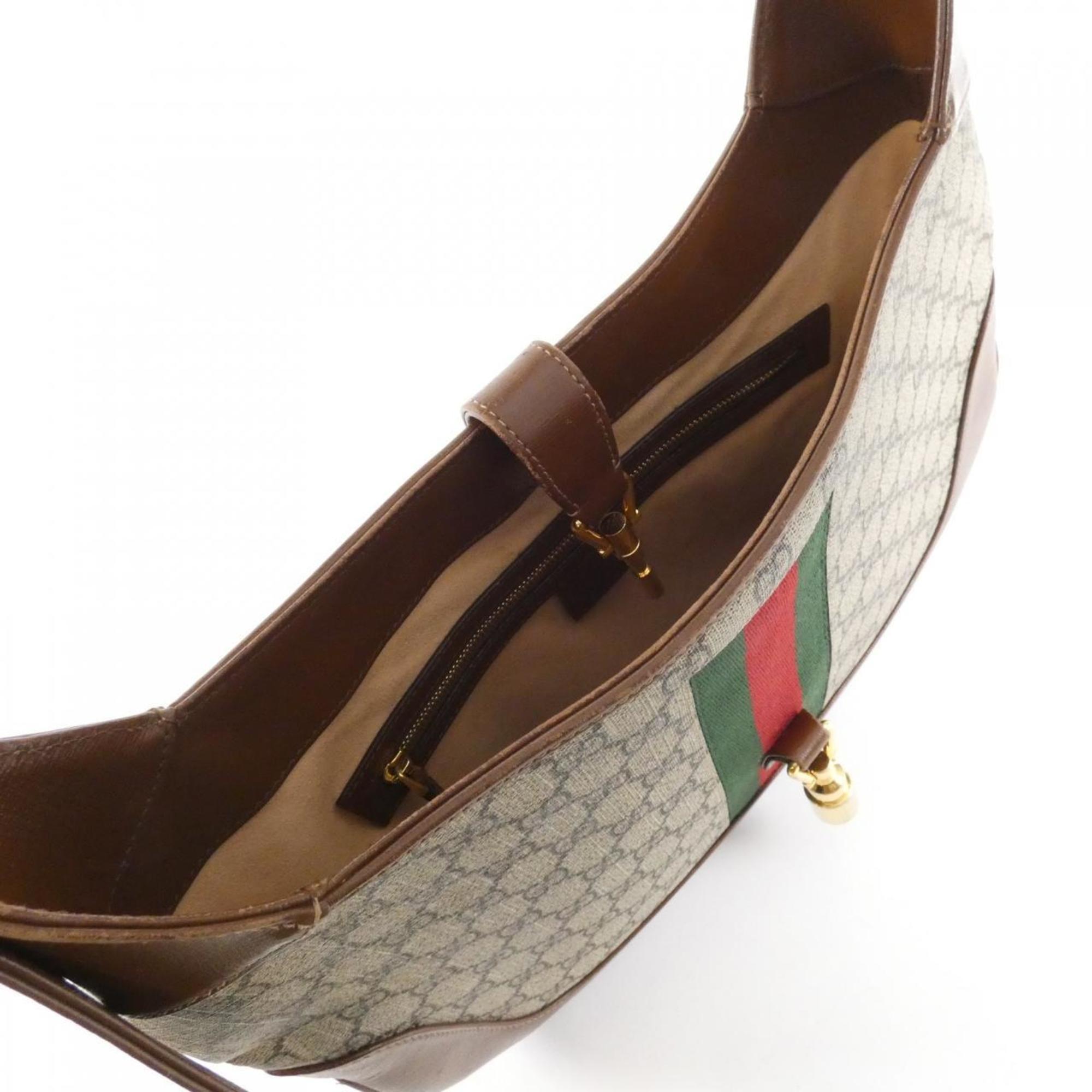 Gucci Beige Brown Gg Supreme Leather Shoulder Bag (Pre-Owned)