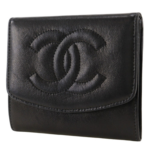Chanel Black Leather Coin Purse/Coin Case (Pre-Owned)