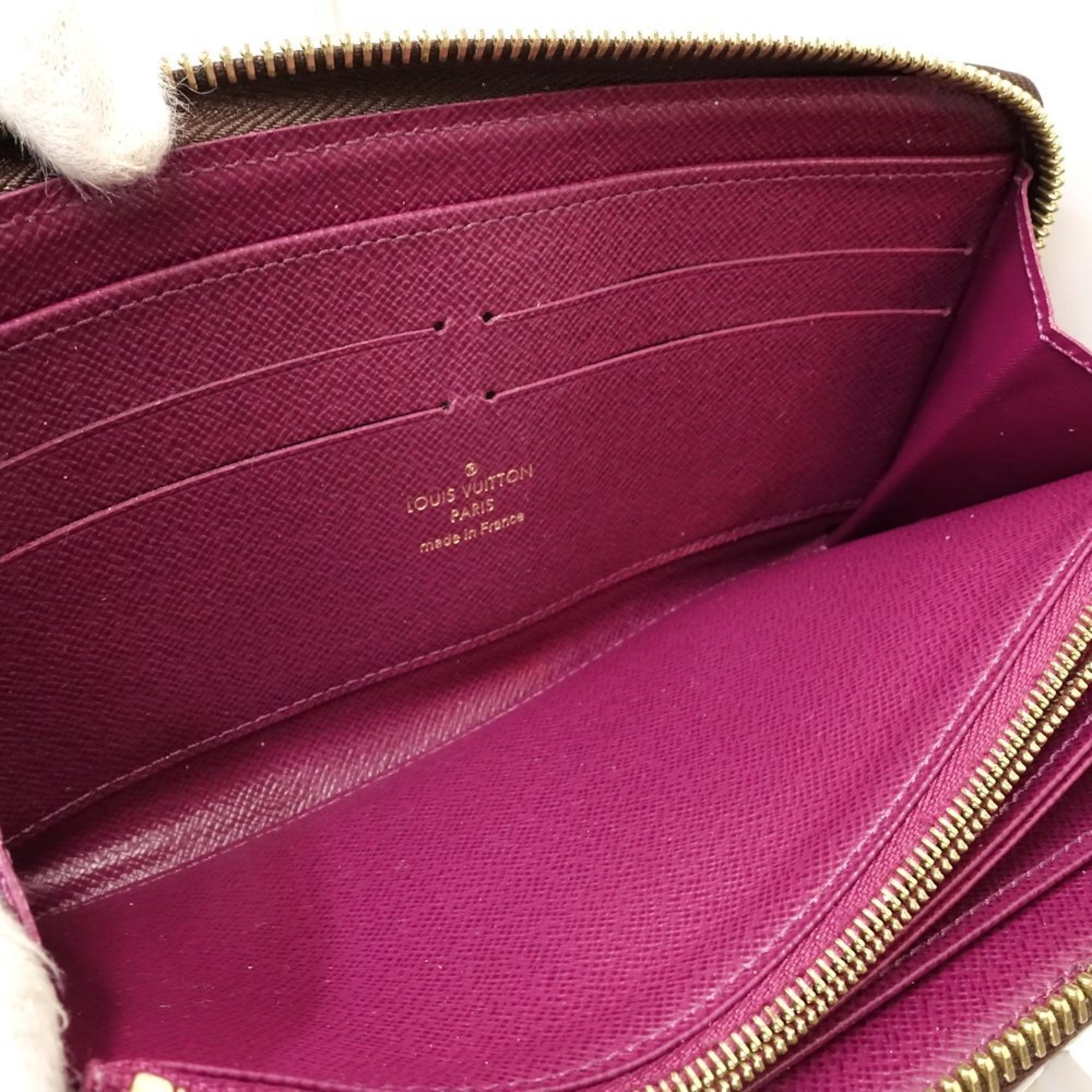 Louis Vuitton Brown Magenta Canvas Long Wallet (Bi-Fold) (Pre-Owned)
