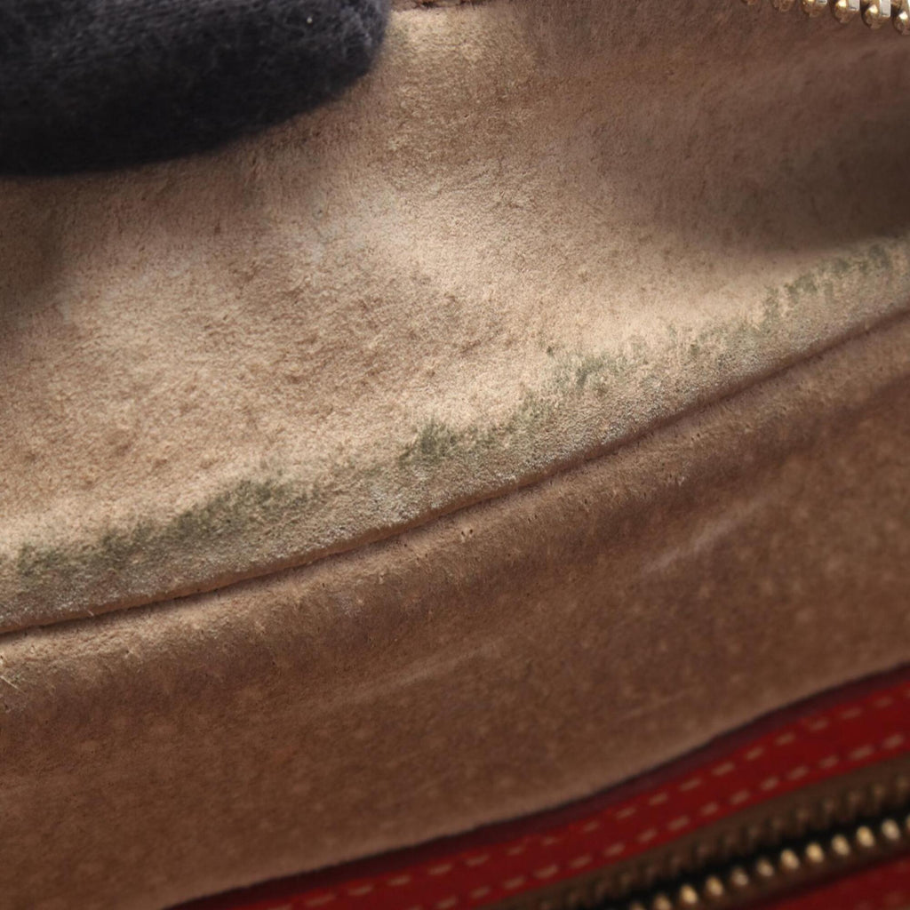 Prada Beige Red Color Canvas Leather Handbag (Pre-Owned)