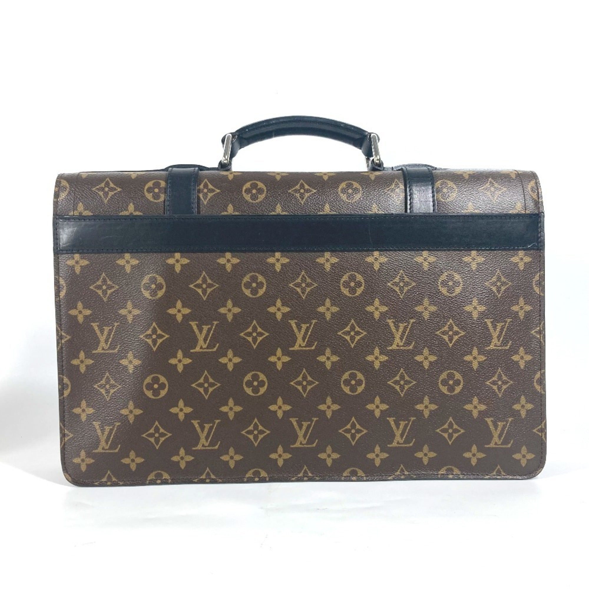 Louis Vuitton Black Brown Monogram Monogram Briefcase Handbag Tote Bag (Pre-Owned)