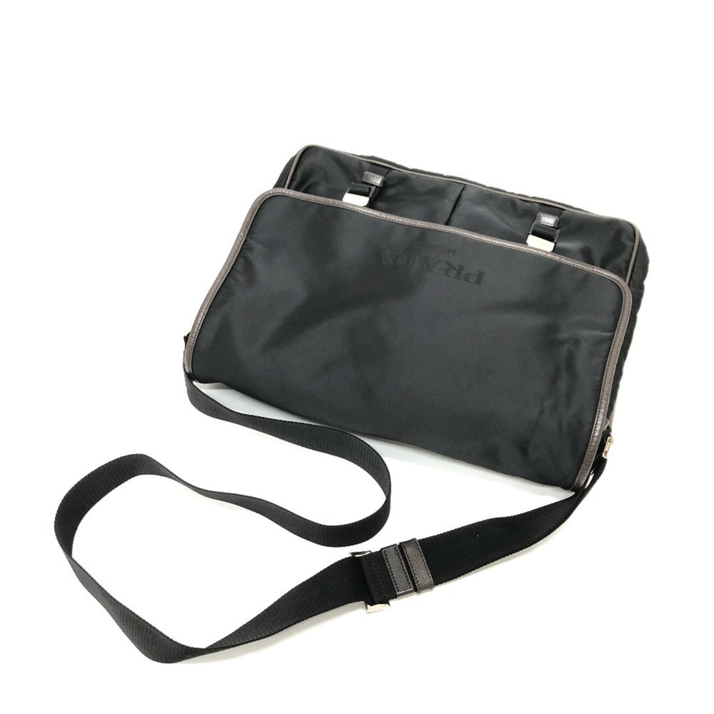 Prada Black Brown Nylon Messenger Bag Shoulder Bag (Pre-Owned)