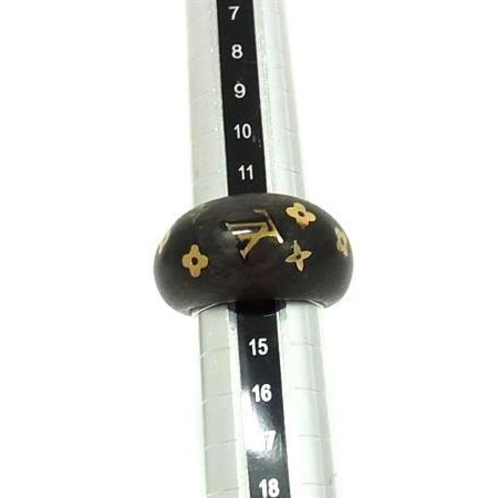Louis Vuitton Gold Brown Wood Band Ring (Pre-Owned)