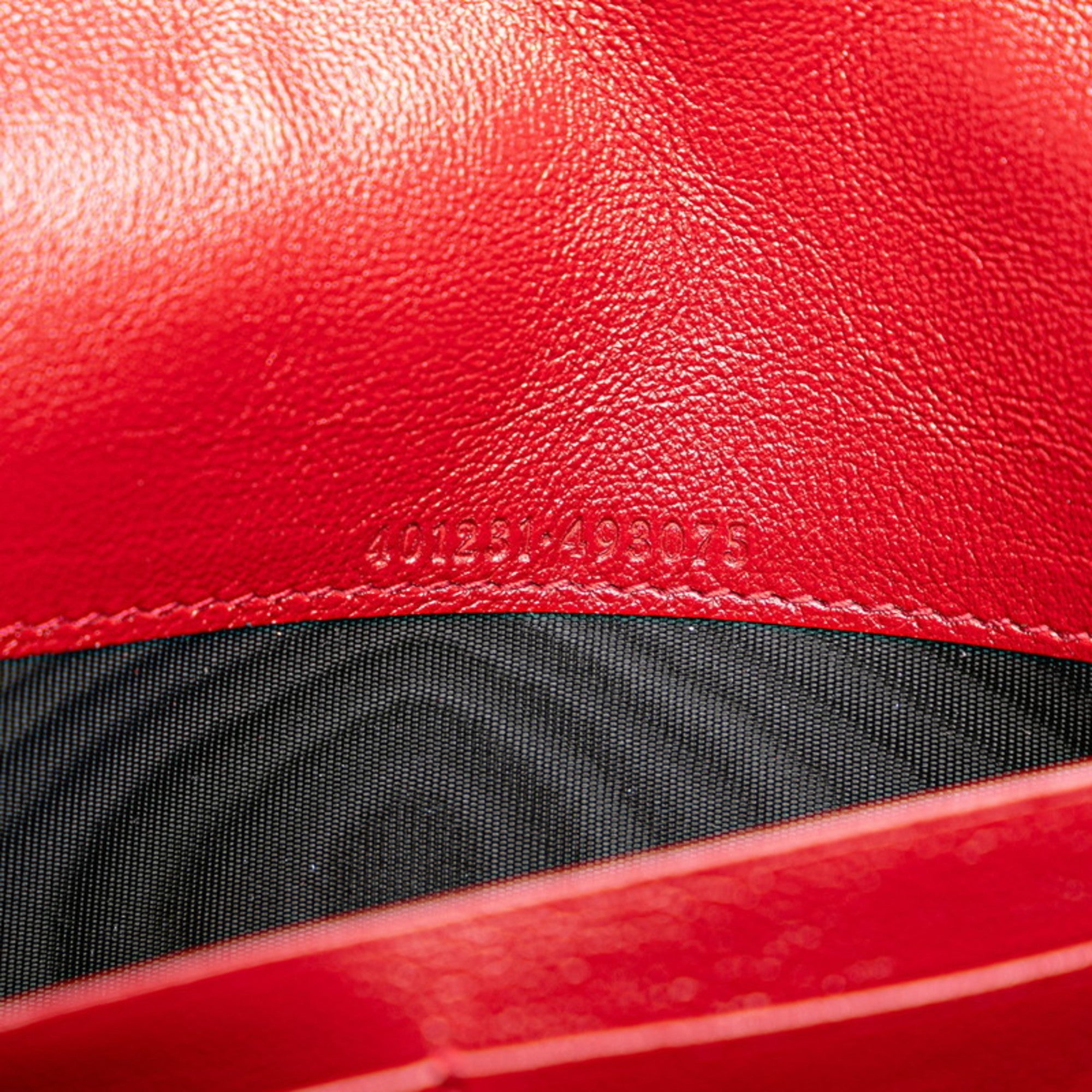 Gucci Black Red Color Tweed Leather Chain/Shoulder Wallet (Pre-Owned)
