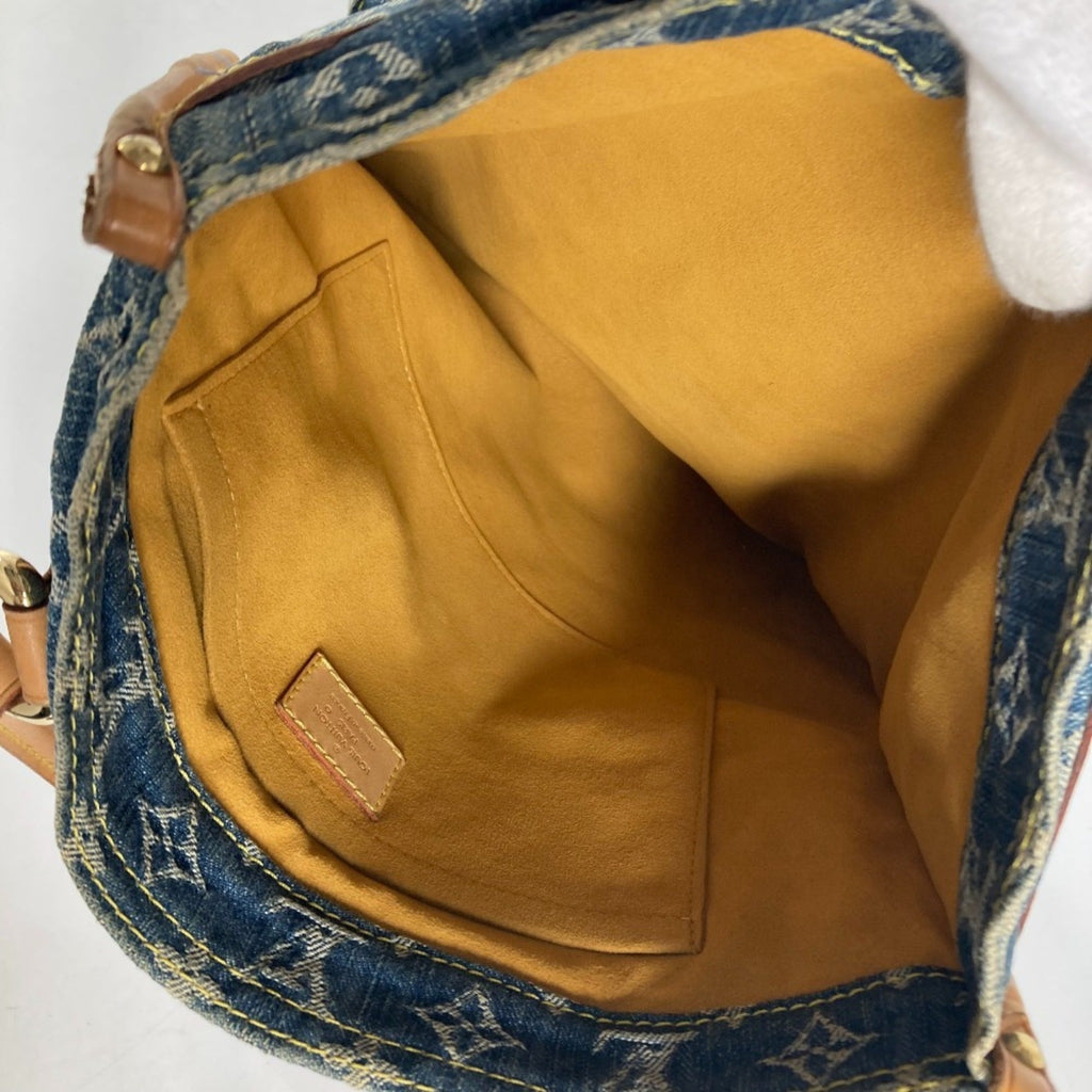 Louis Vuitton Blue Yellow Monogram Denim Shoulder Bag Tote Bag (Pre-Owned)