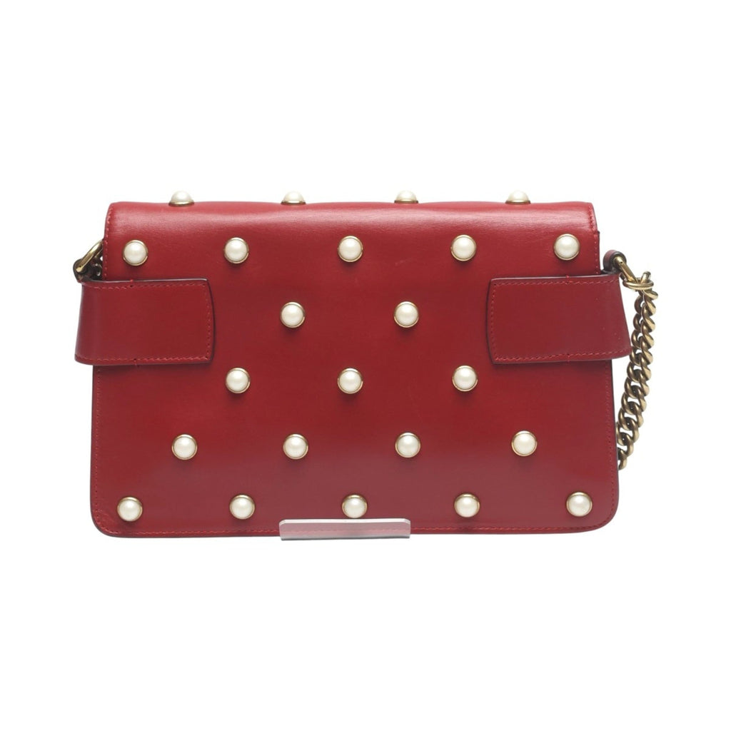 Gucci Red Color Leather Handbag Shoulder Bag (Pre-Owned)