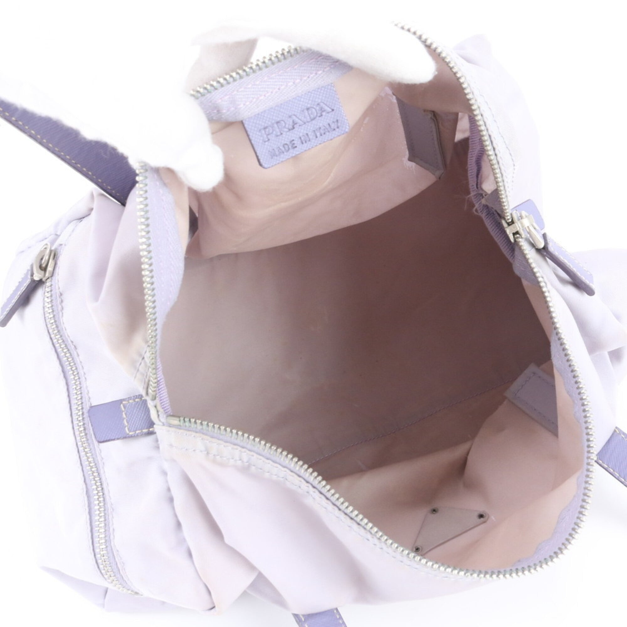 Prada Nylon Leather Handbag Tote Bag (Pre-Owned)