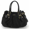 Prada Black Nylon Leather Handbag (Pre-Owned)
