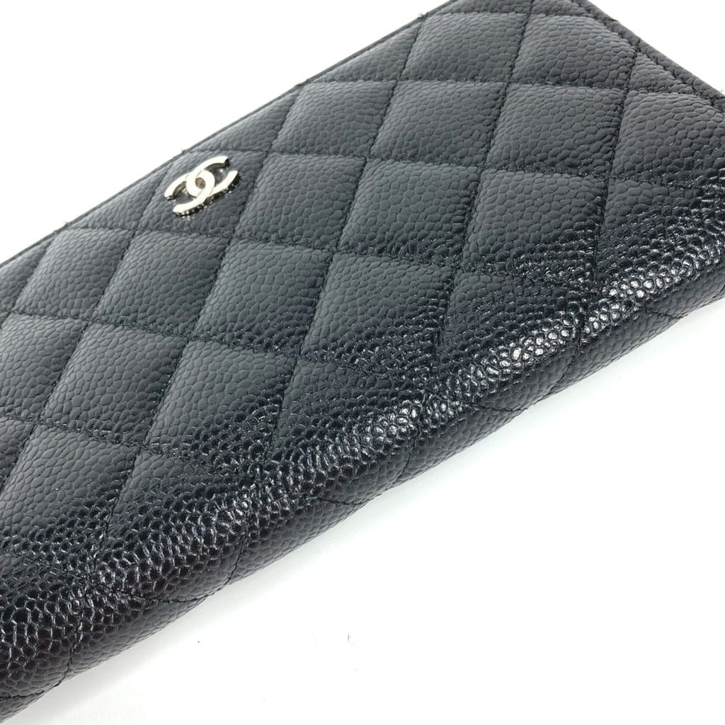 Chanel Black Leather Long Wallet (Bi-Fold) (Pre-Owned)