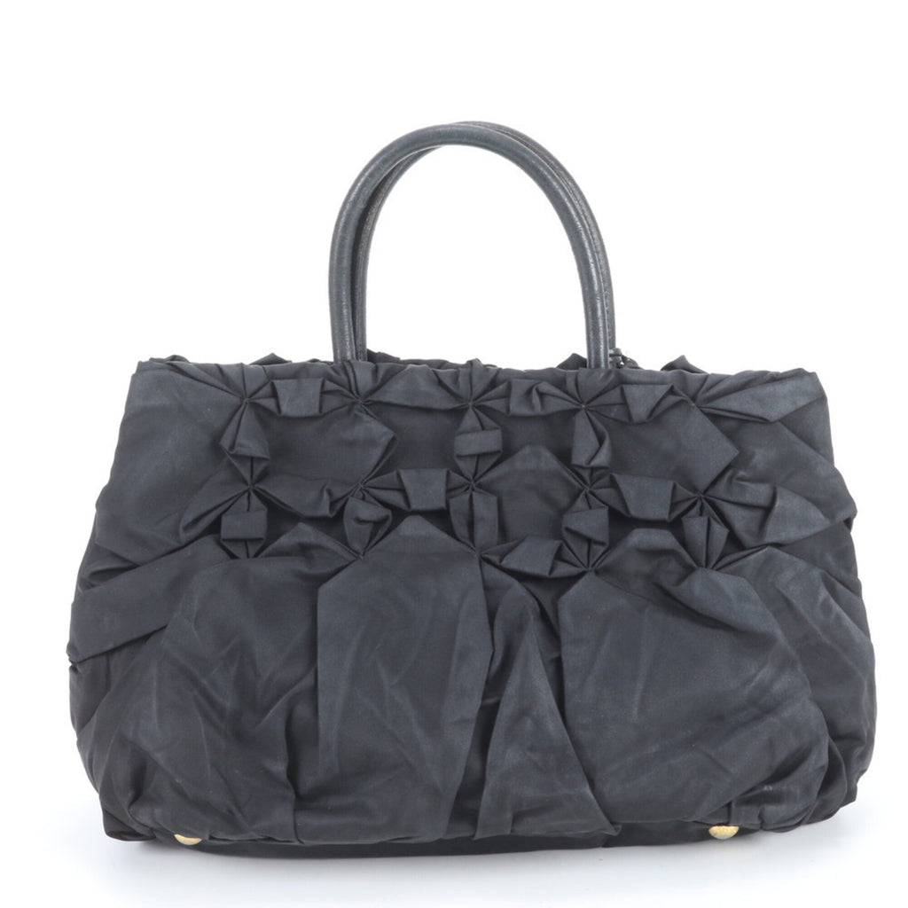 Prada Black Nylon Leather Handbag Tote Bag (Pre-Owned)