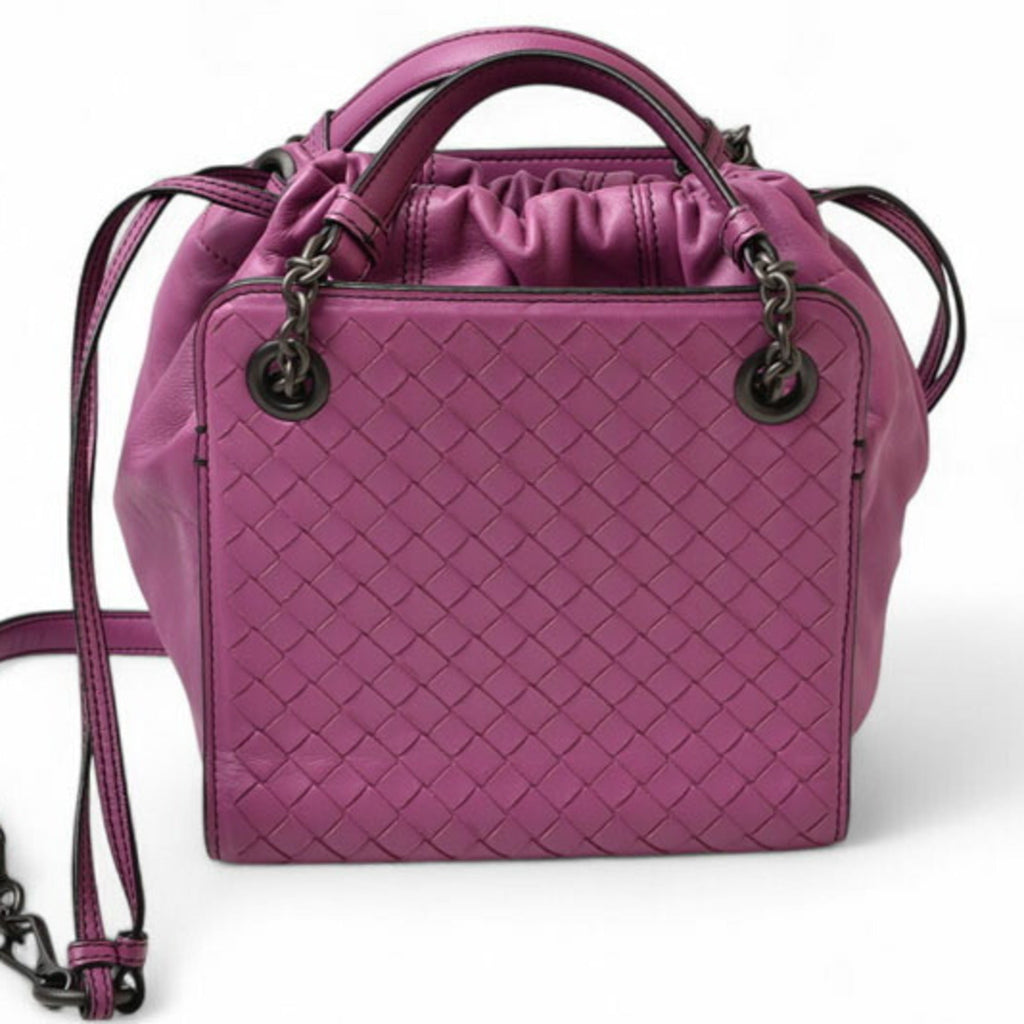 Bottega Veneta Purple Leather Handbag Shoulder Bag (Pre-Owned)